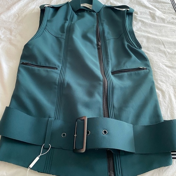 Self Portrait- NWT Green Teal Oversized Belt Buckle Vest - Picture 8 of 13